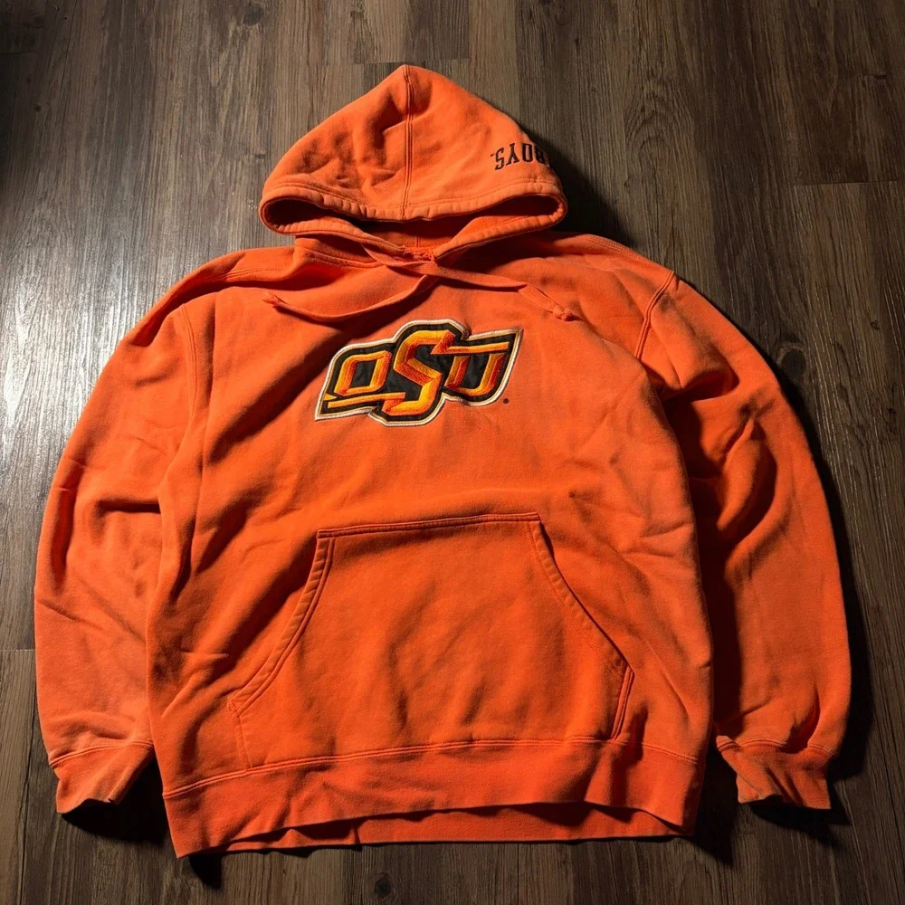 Orange OSU Cowboys Hoodie Sweatshirt Pullover Mens Size XL NCAA Oklahoma State‎